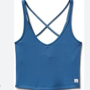 NWT Vuori Rib Crop Tank Pool Blue Sz M